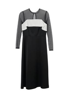 ＜BORDERS at BALCONY (Women)＞ＳＡＴＩＮ　ＢＬＡＣＫ　ＤＲＥＳＳ　ＢＤ２４２１－３Ｅー３６