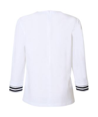 Satoさま　BORDERS at BALCONY ホワイト長袖トップス36 BORDER LONGSLEEVES TEE BD2521Bー2Bー