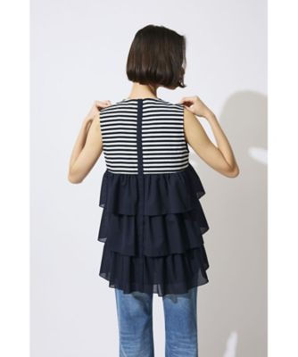 最終値下げ！ ボーダーズアットバルコニー TIERED TOP クリーニング済 TIERED BLOUSE BD2621ー3Cー01 | BORDERS at