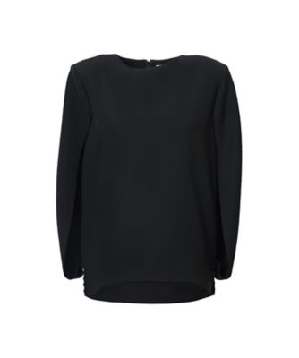ANIECA バック タック ボーダー プルオーバー 長袖　Off×Black CAPE BLOUSE BD2621ー3Cー13 | BORDERS at