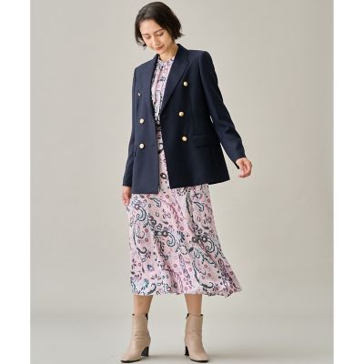 極美品】アナイウールオックスダブルストライプ裏ジャケット紺ブレ金ボタン