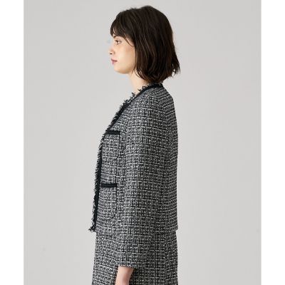 セットアップ対応商品】モノトーンツイードクルー ジャケット