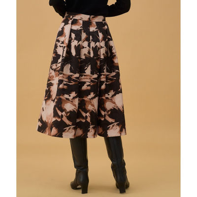 アナイ ANAYI ビックフラワープリントタックフレアスカート 38 ブラウン アナイ ANAYI ビックフラワープリントタックフレアスカート 38 ブラウン