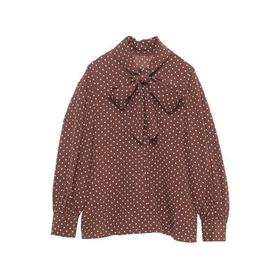 アナイ シルクデシンドットプリントボウタイブラウス 38 ブラウン アナイ シルクデシンドットプリントボウタイブラウス 38