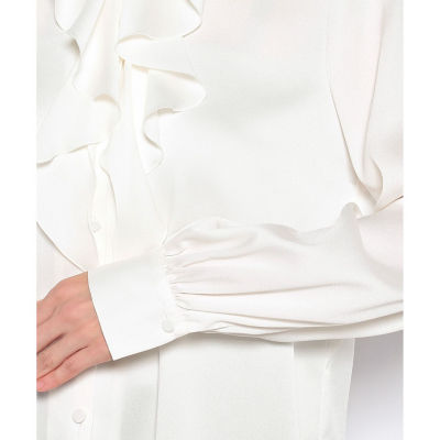 22AW♡ANAYI アナイ サテンアムンゼンラッフルタイブラウス 36 フリル サテンアムンゼンラッフルタイブラウス | ANAYI/アナイ | 三越