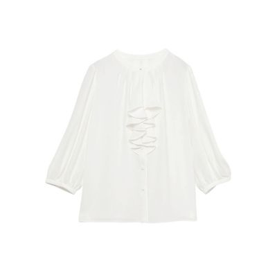 ＜ANAYI＞バックサテンラッフル６分袖ブラウス