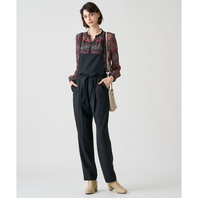 【1041】美品　アナイ　ティアードフラワープリントパフスリーブ　ブラウス　黒赤 1041】美品 アナイ ティアードフラワープリントパフスリーブ