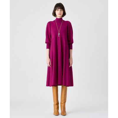 【583】アナイ　メリノウールパフスリーブ　ワンピース　紫ピンク　38 メリノウールパフスリーブ ワンピース | ANAYI/アナイ | 三越