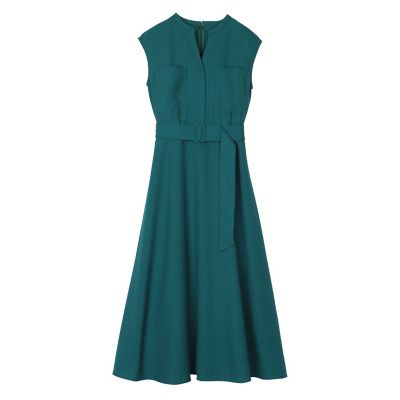 【新品】【定価3.9万】 ANAYI リネン調オックスポケット付き ワンピース リネン調オックスポケット付き ワンピース ベルト付き | ANAYI