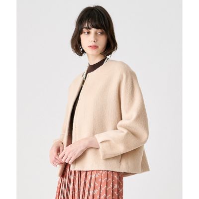 アルパカヘリンボンショートコート