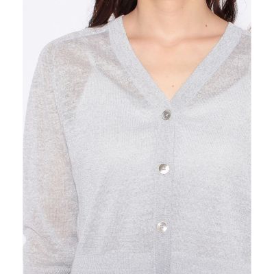 美品☆ ANAYI アナイ リネンラメ天竺Vネック カーディガン 美品☆ ANAYI アナイ リネンラメ天竺Vネック カーディガン