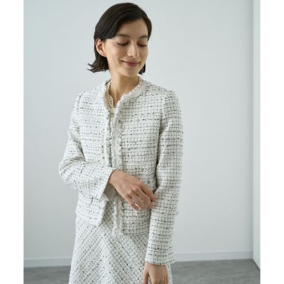 ANAYI ジャケット ノーカラージャケット メッシュノーカラー