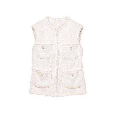 ANAYI エアロラッセルポケットジレ パール ベスト ツイード ホワイト 36 ANAYI ベスト ホワイト #36 ANAYI エアロラッセルポケットジレ