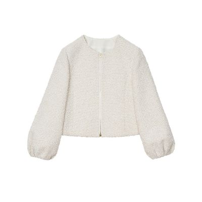 ＜ANAYI＞【セットアップ対応商品】ホワイトラメツイードパフ袖　ジャケット