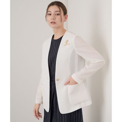 ＜ANAYI＞からみノーカラーＶネック　ジャケット