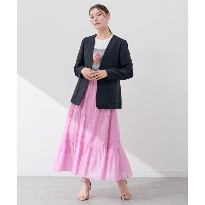 からみノーカラーＶネック　ジャケット