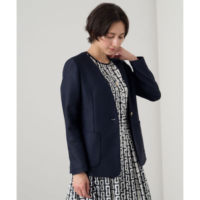 からみノーカラーＶネック　ジャケット