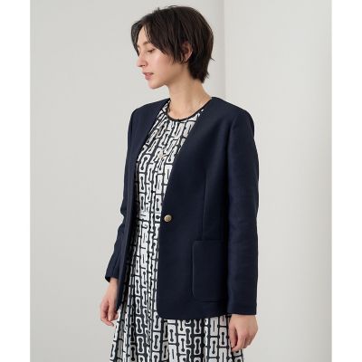 からみノーカラーＶネック　ジャケット