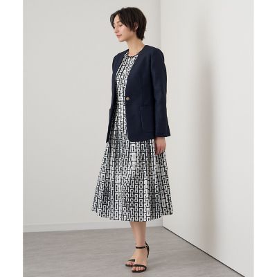 からみノーカラーＶネック　ジャケット