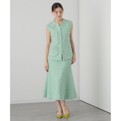 【セットアップ対応商品】グリーンプレイドツイードジレ