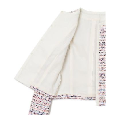 ANAYI ツイードノーカラージャケット 白 40*ZC593 ANAYI ジャケット ノーカラージャケット ミックスツイードノー