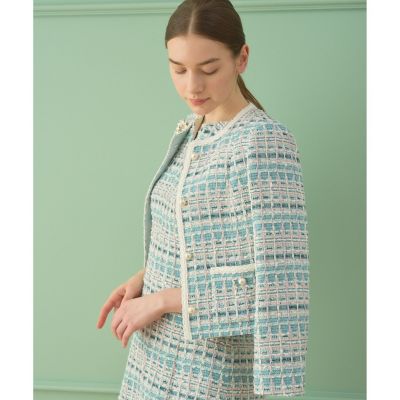 セットアップ対応商品】リリヤンミックスツイードクルー