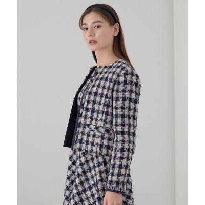 【GUESS】♡ チェック ツイード ジャケット♡ 滝沢眞規子さん着用】GIOLICA ボタン ツイード ジャケット / 23