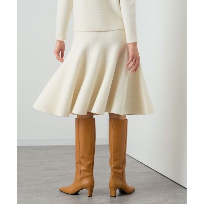 セットアップ対応商品】千鳥ジャガードニットフレア スカート  