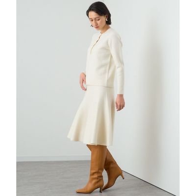 セットアップ対応商品】千鳥ジャガードニットフレア スカート  