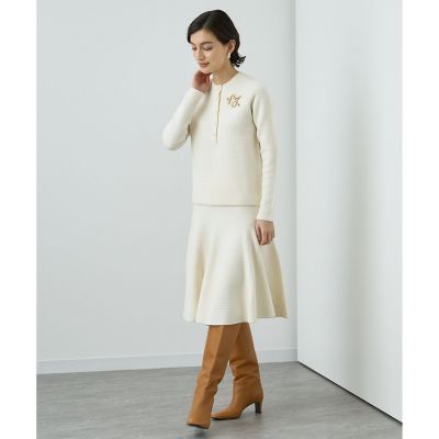 セットアップ対応商品】千鳥ジャガードニットフレア スカート  