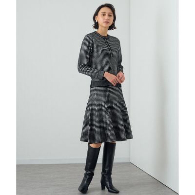 セットアップ対応商品】千鳥ジャガードニットフレア スカート  