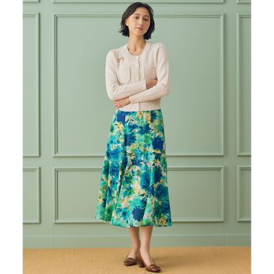 デシタルフラワープリントフレアスカート