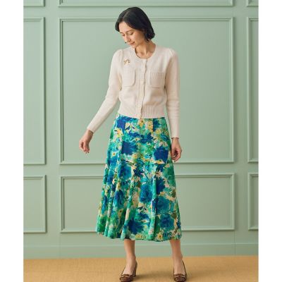 デシタルフラワープリントフレアスカート