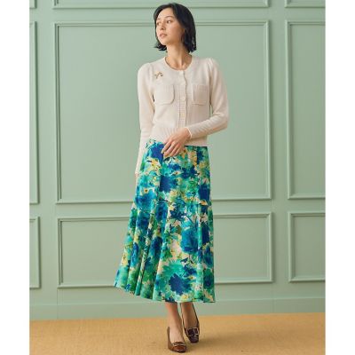 デシタルフラワープリントフレアスカート