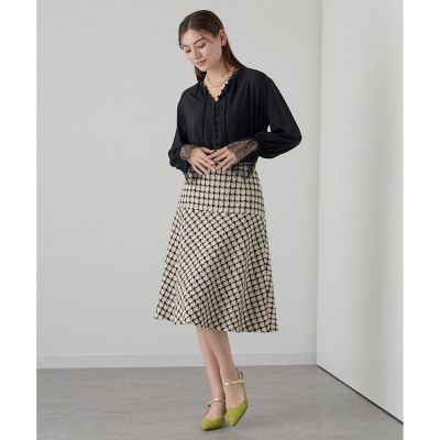 【タグ付き未使用品)アナイ　ツイードチェック切り替えスカート ベージュ11 タグ付き未使用品)アナイ ツイードチェック切り替えスカート