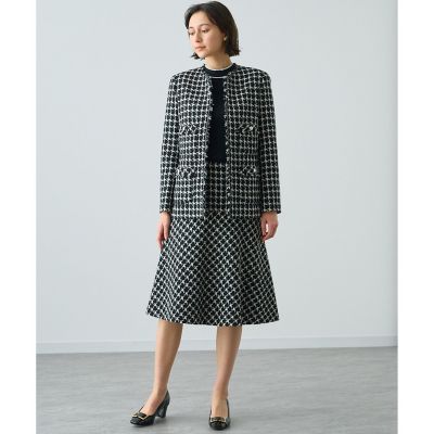 【タグ付き未使用品)アナイ　ツイードチェック切り替えスカート ベージュ11 タグ付き未使用品)アナイ ツイードチェック切り替えスカート