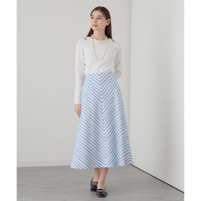 【セットアップ対応商品】ボーダーツイードフレア　スカート