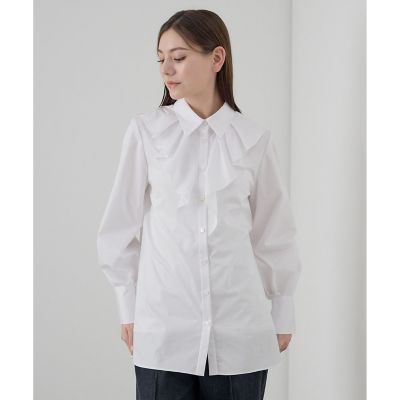 【超美品】✨ANAYI フリル付きホワイトブラウス 半袖　38サイズ ANAYI フリル付きホワイト半袖シャツ サイズ38 フリル ブラウス