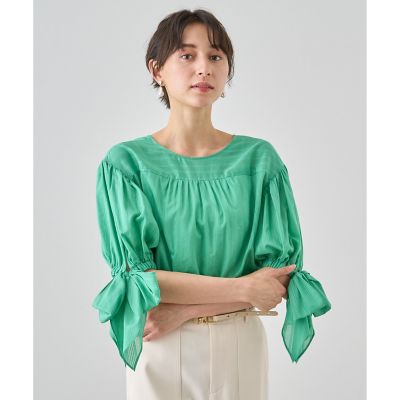 ミネラルダイリボンスリーブブラウス