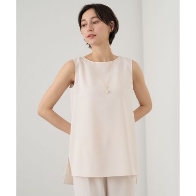 【セットアップ対応商品】ダブルストレッチノースリーブ　ブラウス