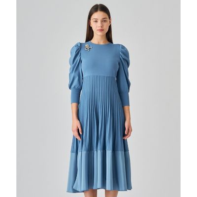 【美品】アナイ ロング丈 ドッキングプリーツ切替ワンピース ピンク M ドッキングプリーツ切り替え ワンピース | ANAYI/アナイ | 三越