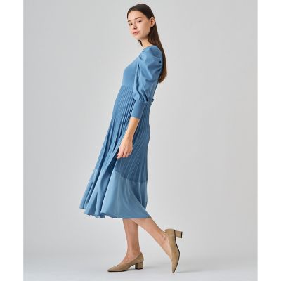 【美品】アナイ ロング丈 ドッキングプリーツ切替ワンピース ピンク M ドッキングプリーツ切り替え ワンピース | ANAYI/アナイ | 三越
