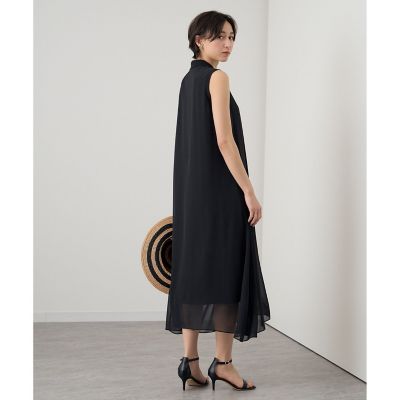 ✨近年✨アナイ シフォンコンビスキッパー衿 ワンピース ノースリーブ ANAYI（アナイ）の「シフォンコンビスキッパー衿 ワンピース