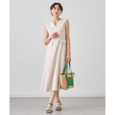 美品 アナイ ANAYI 綿麻バランサーキュラーフレア ワンピース リネン 38 美品 アナイ ANAYI 綿麻バランサーキュラーフレア ワンピース