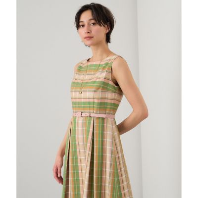 美品 ANAYI 23SS ヘリンボンチェックベルト付ワンピース 定価7.9万円 美品 ANAYI 23SS ヘリンボンチェックベルト付ワンピース 定価7.9