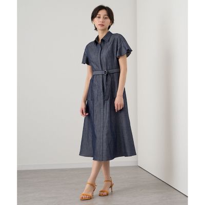 ライトデニムシャツフレアワンピース