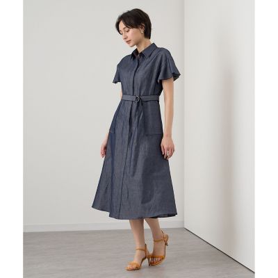 ライトデニムシャツフレアワンピース