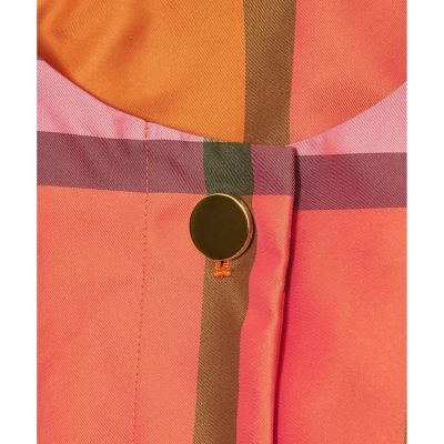 チェックタフタノーカラーコート