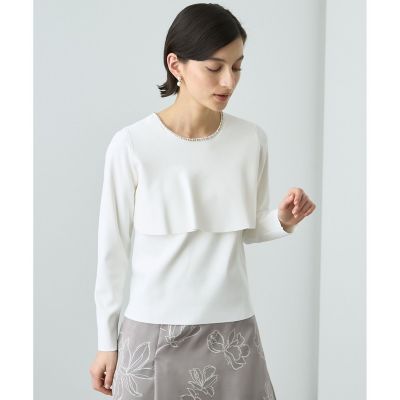 ANAYI/アナイ レーヨンストレッチビジューネックプルオーバー