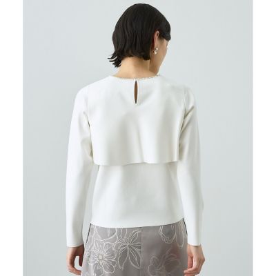 レーヨンストレッチビジューネックプルオーバー